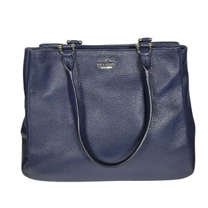 KATE SPADE Large Leather NAVY BLUE Satchel Tote Bag